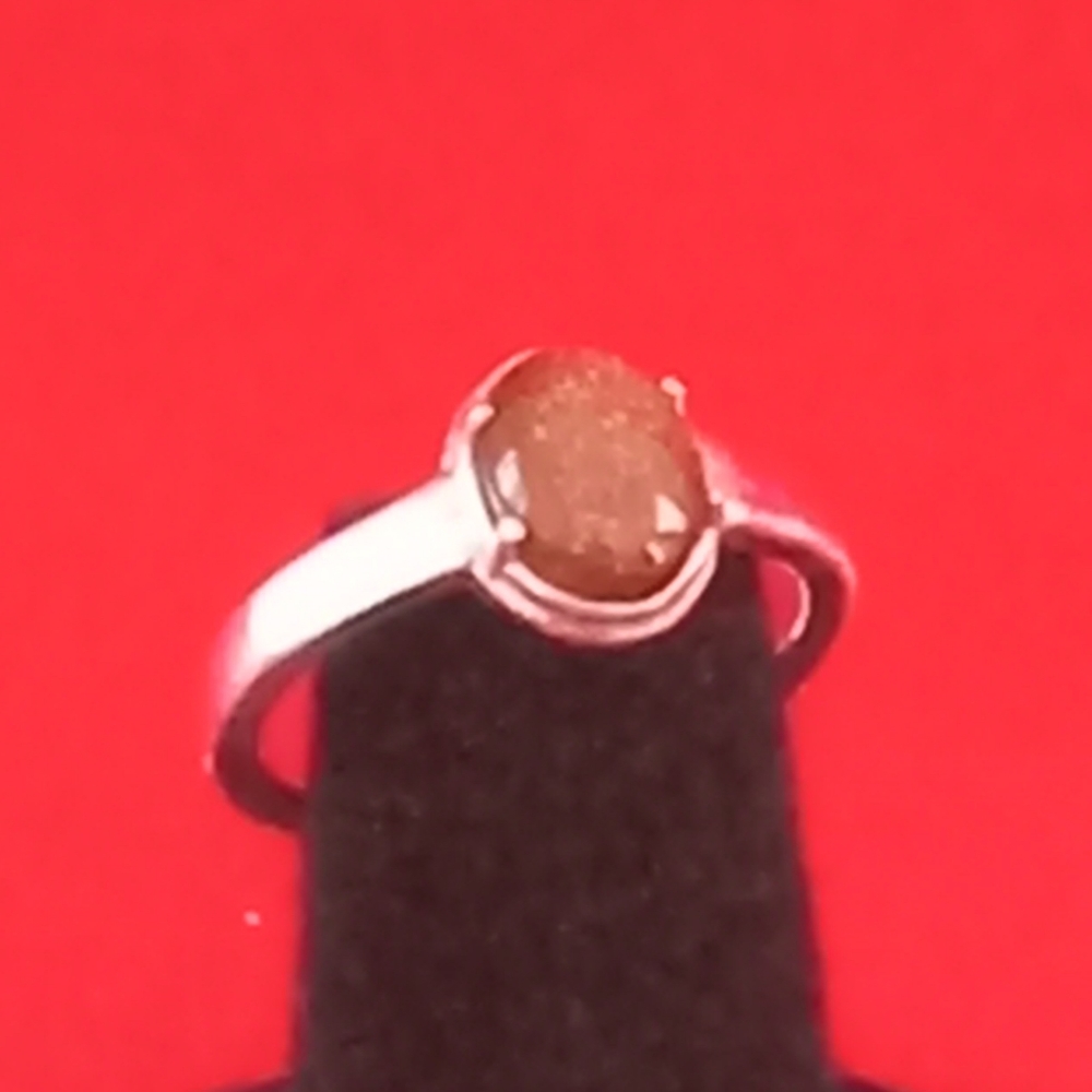 925 Sterling Silver ring with Red Goldstone cab